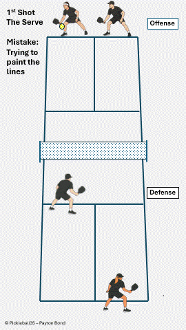 Serve Mistake: Targeting the Lines pickleball strategy diagram
