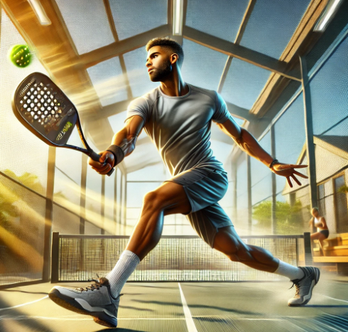 AI image of a pickleball player hitting an advanced serve