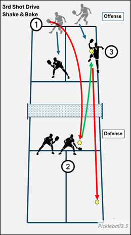 Pickleball Court illustration of a shale and bake play