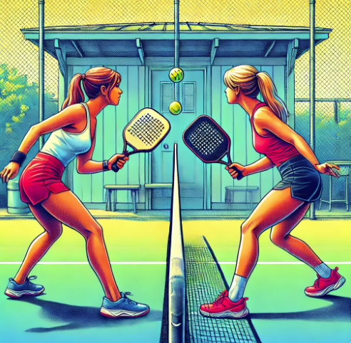 AI image of 2 pickleball players dinking