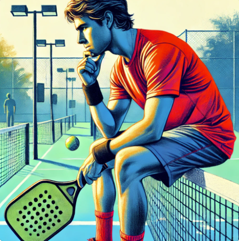 AI image of a player considering their backhand shot