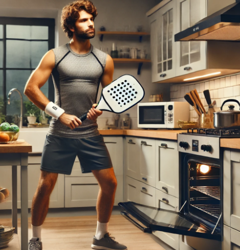 AI image of a pickleball player executing a shake and bake