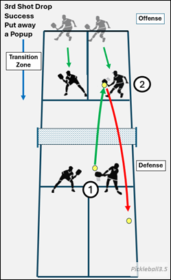 pickleball court illustration of a drop shot put away