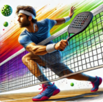 AI Image of a pickleball player driving a shot