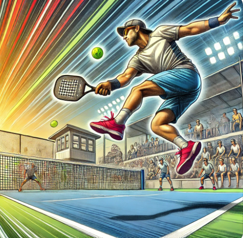 AI image of a pickleball player executing an Erne play