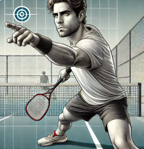 AI image of a pickleball player targeting their serve return