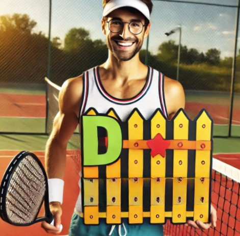 AI image of a Pickleball player holding a defense sign