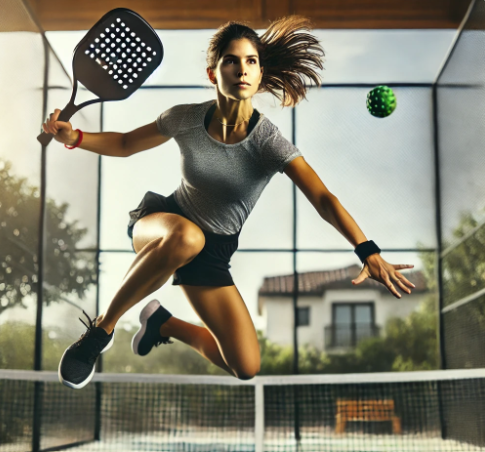 AI Image of a pickleball player executing a put away shot