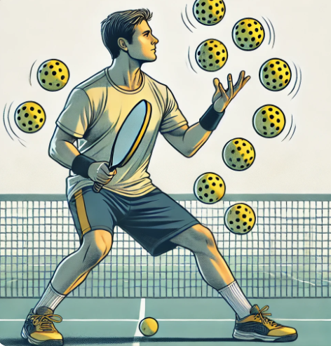 AI image of a pickleball player warming up