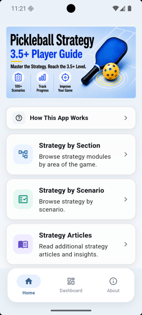 pickleball app home page