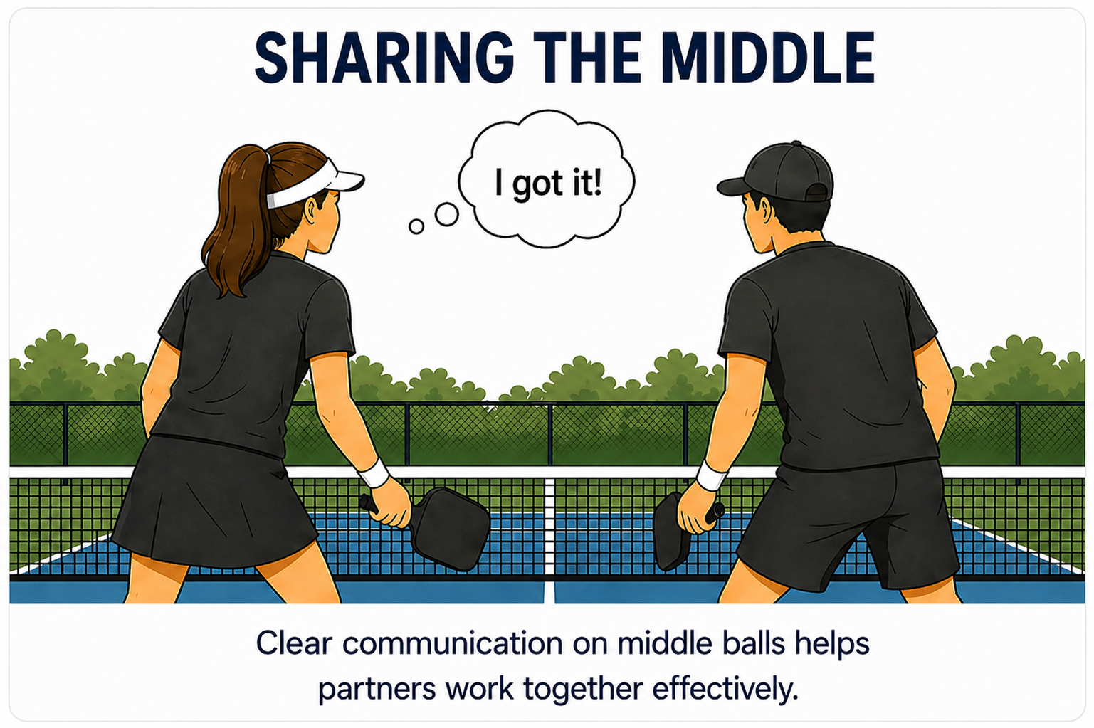 Sharing the Middle pickleball strategy diagram
